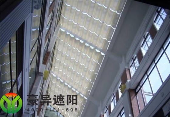 玻璃頂電動遮陽窗簾,豪異電動天棚簾廠家,4000-121-696